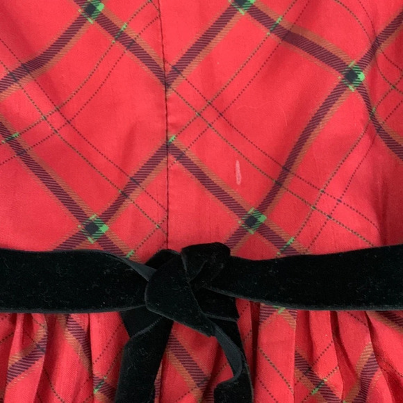 Bonnie Jean size 3t red sleeveless nutcracker dress taffeta black velvet bow - Picture 6 of 10